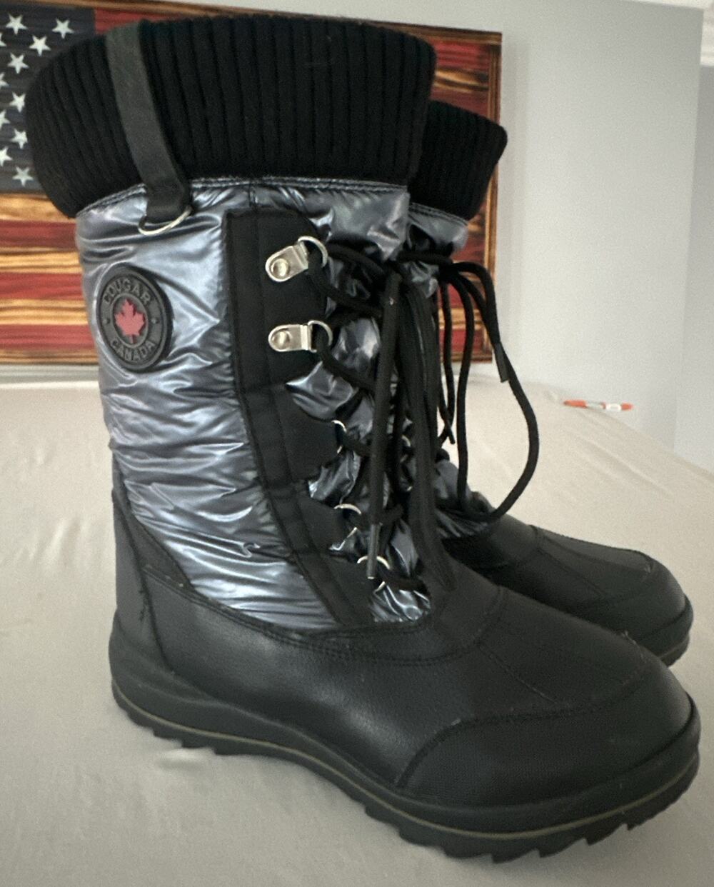 Cougar Canada Como 2 Winter Boots Womens 9M Black Gray